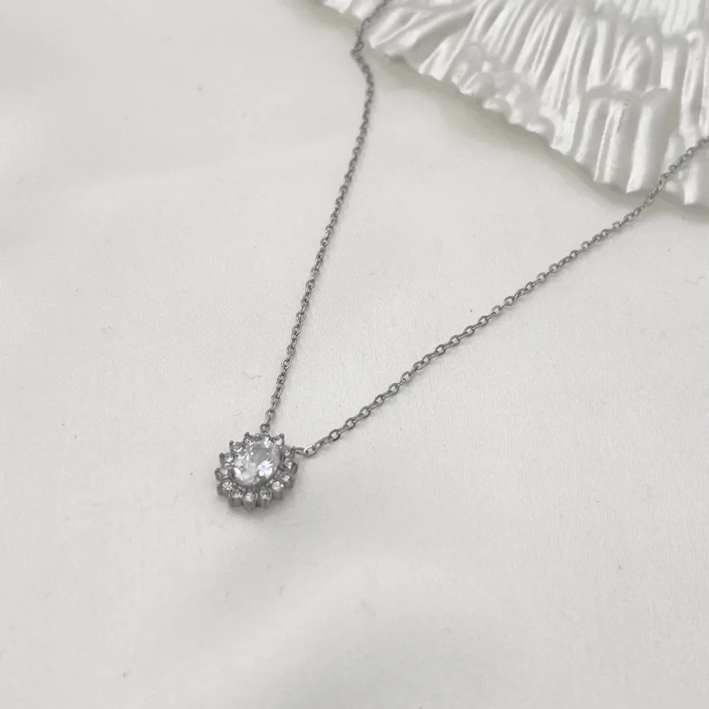 Pietra Ovale-Collana Corta in Acciaio - CAC-103-AA1276N