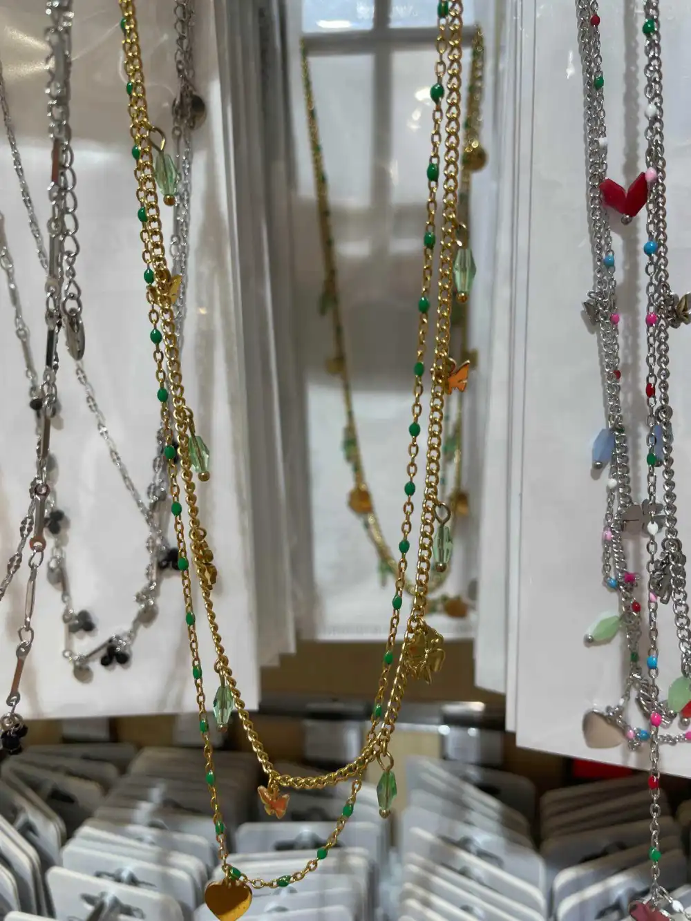 Doppio con Quadrifoglio -Collana Corta in Acciaio - CAC-103-AA148N