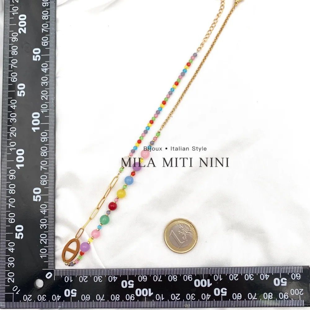 Pietre Colorate-Collana Corta in Acciaio - CAC-103-AA150N