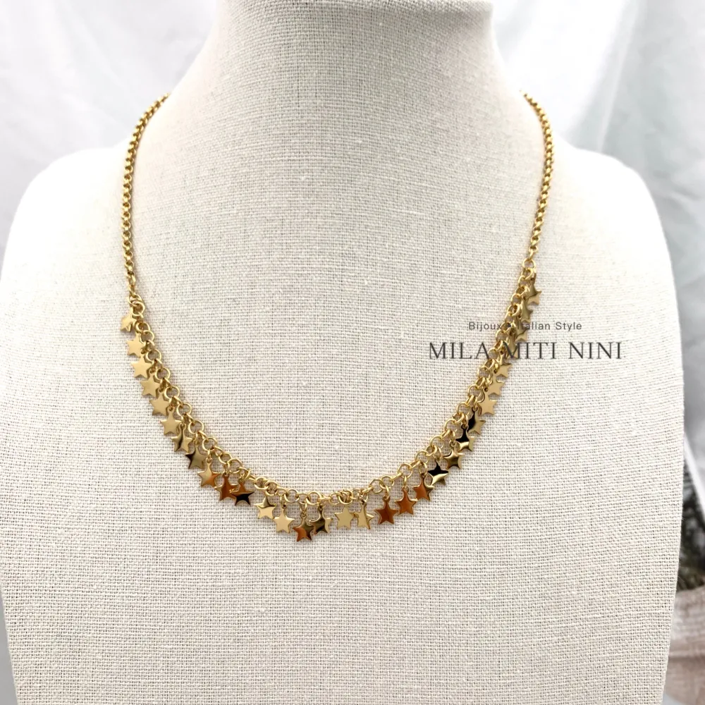 30 Stelline-Collana Corta in Acciaio - CAC-103-AA15N