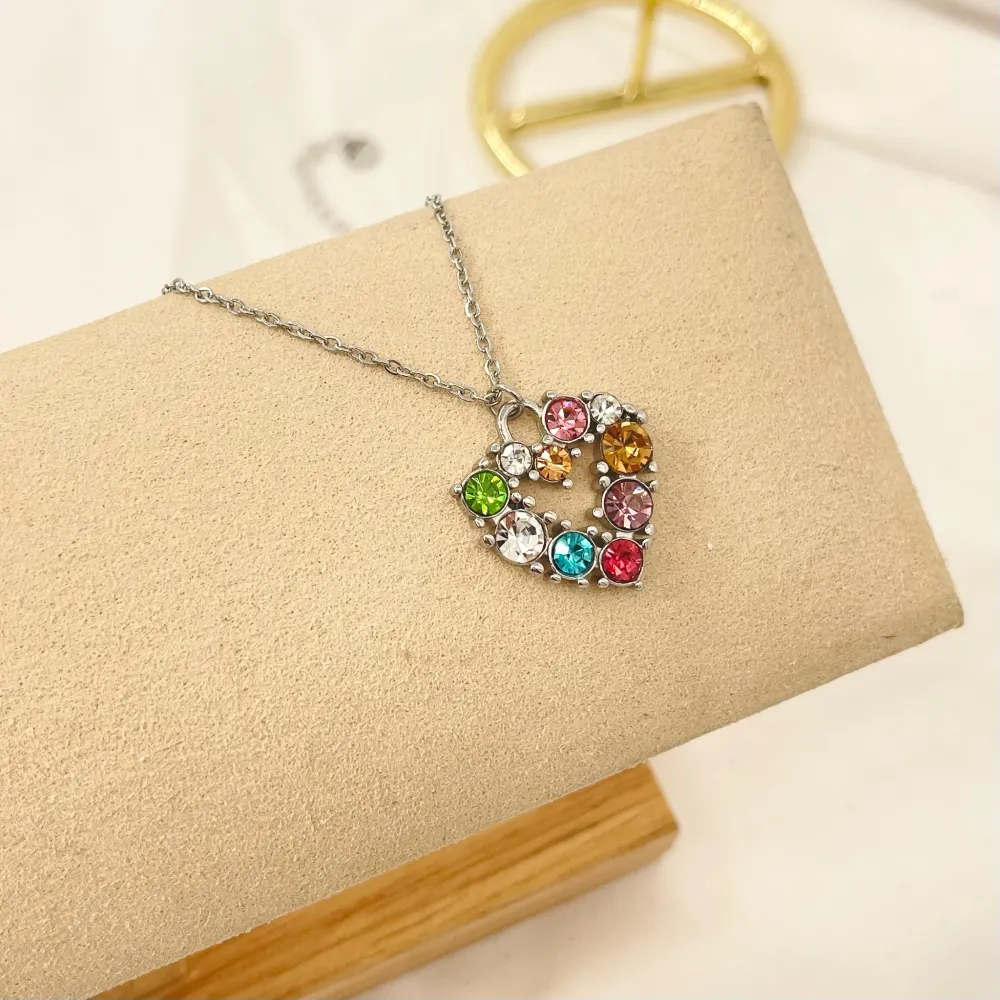 Cuore Colorato-Collana Corta in Acciaio - CAC-103-AA1635N