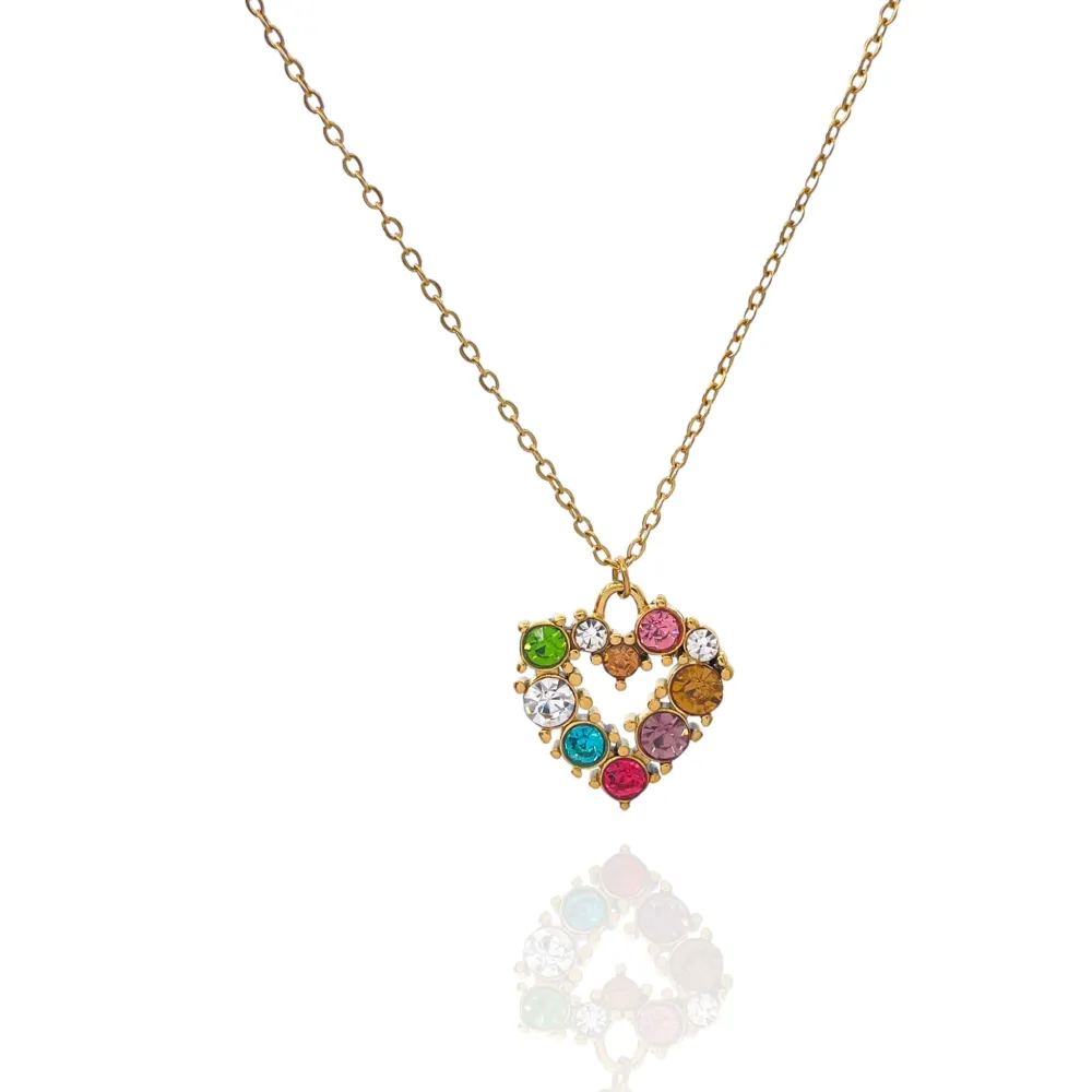 Cuore Colorato-Collana Corta in Acciaio - CAC-103-AA1635N