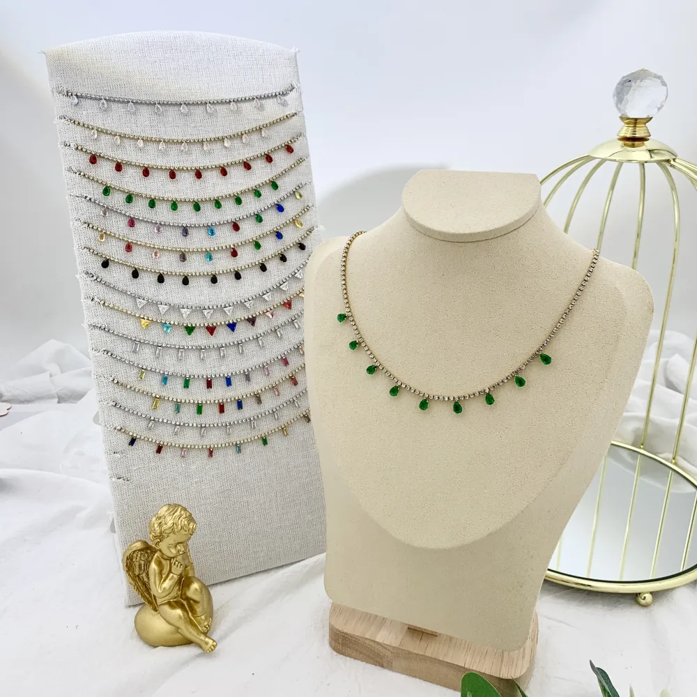 Tennis con Triangolo-Collana Corta in Acciaio - CAC-103-AA2556N