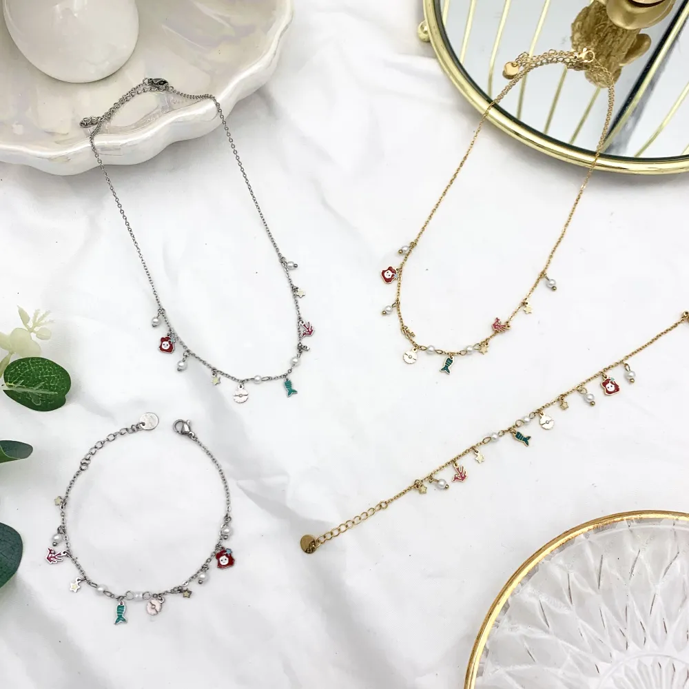 Sirena Smaltato-Collana Corta in Acciaio - CAC-103-AA2796N