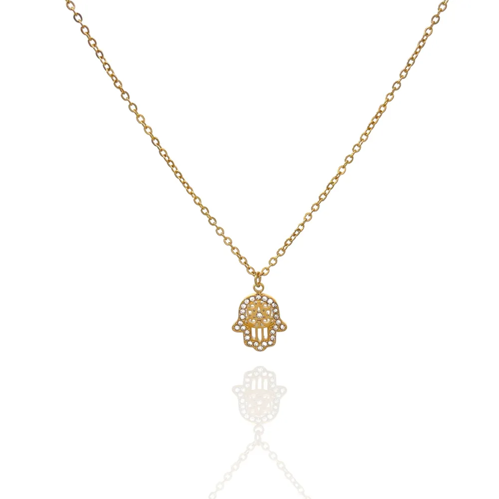 Mano di Fatima-Collana Corta in Acciaio - CAC-103-AA2814N