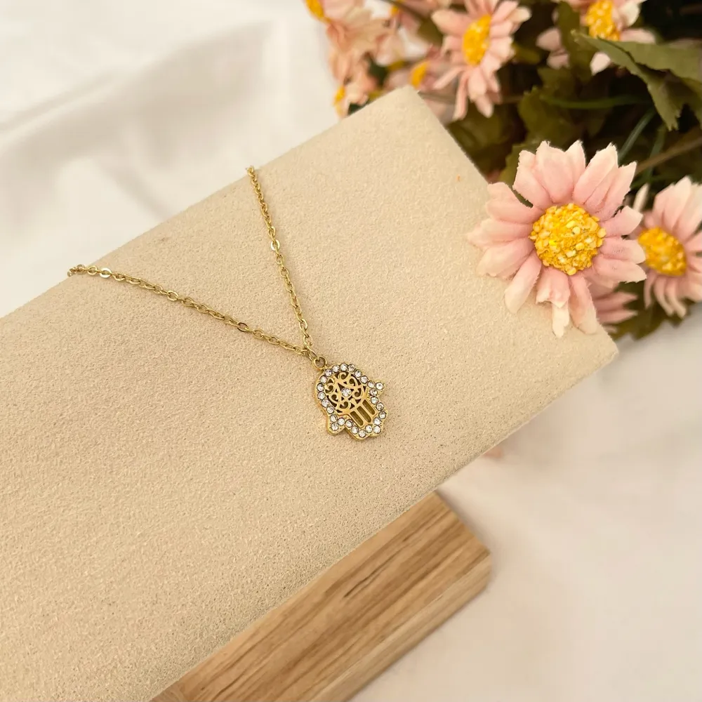 Mano di Fatima-Collana Corta in Acciaio - CAC-103-AA2814N