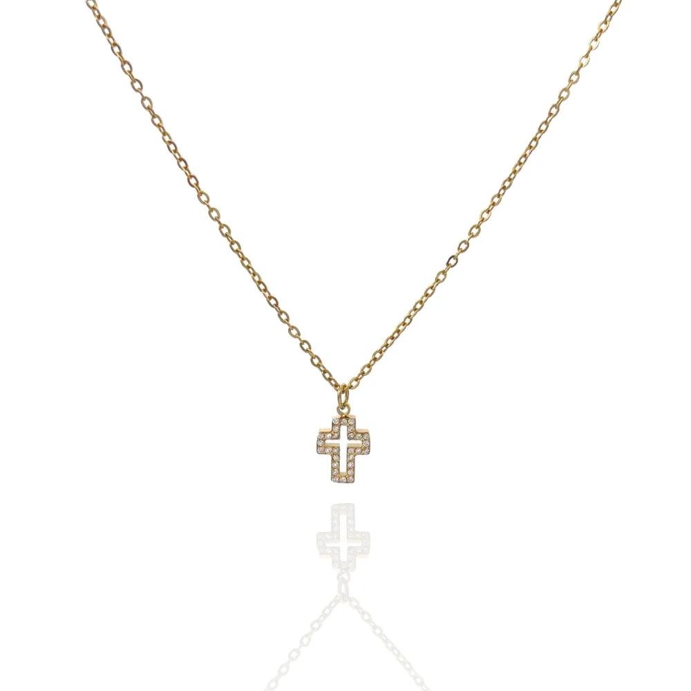 Croce-Collana Corta in Acciaio - CAC-103-AA2834N