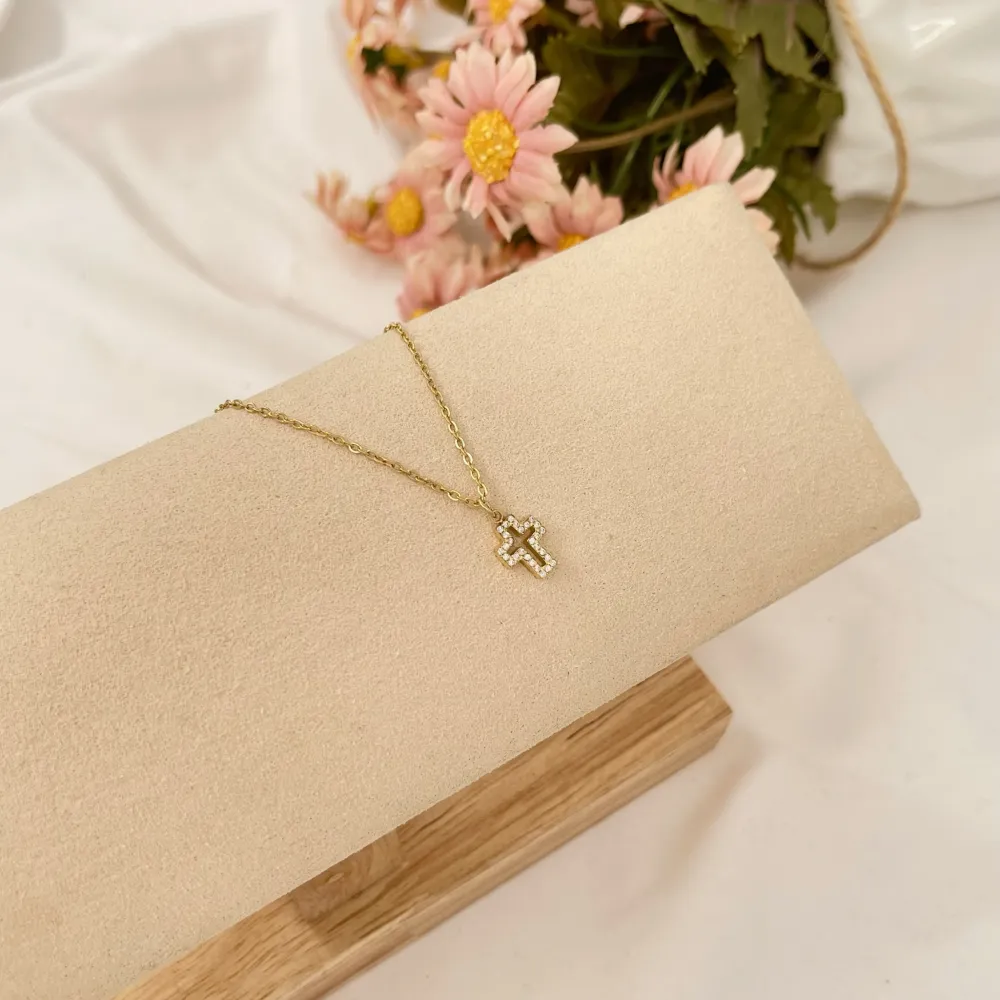 Croce-Collana Corta in Acciaio - CAC-103-AA2834N