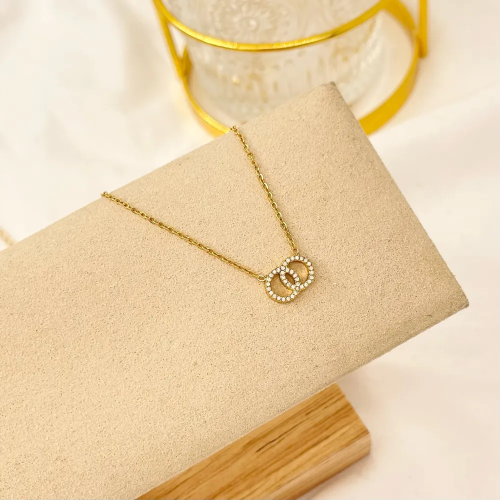 Doppio Cerchio-Collana Corta in Acciaio - CAC-103-AA2840N