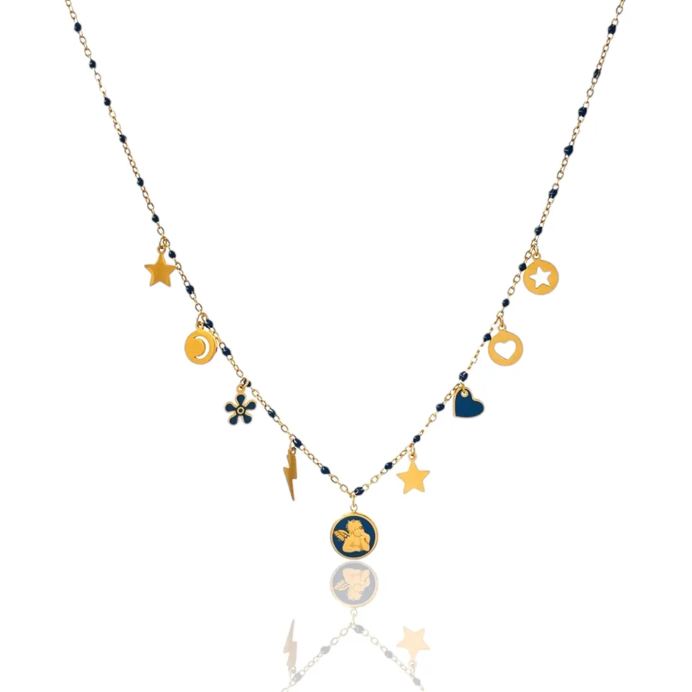 Angelo Smaltato con Stella Fulmine-Collana Corta in Acciaio - CAC-103-AA3187N