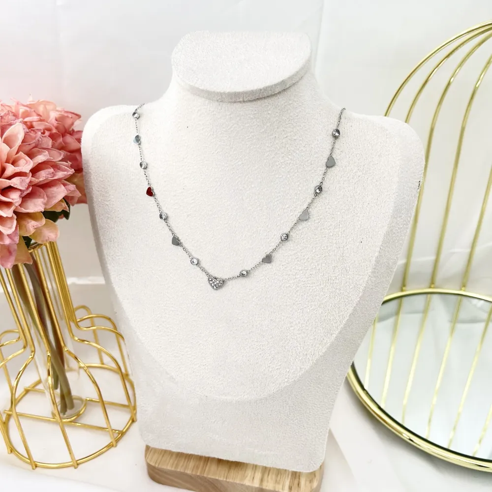 Cuore Punto Luce -Collana Corta in Acciaio - CAC-103-AA3482N