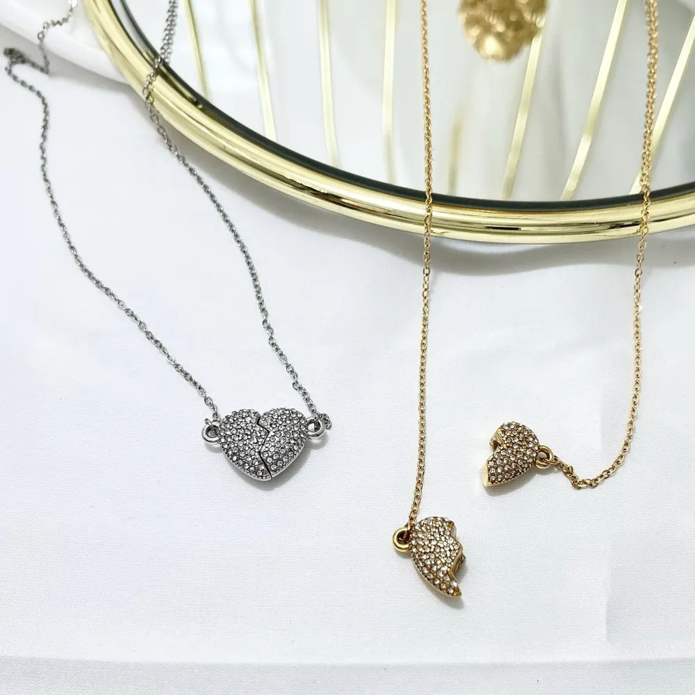 Cuore con Strass Spezzabile-Collana Corta in Acciaio - CAC-103-AA3499N