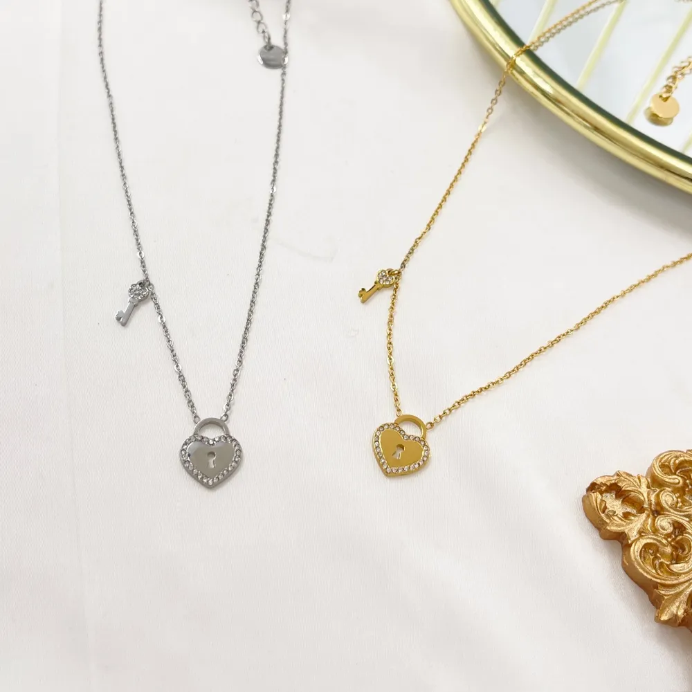 Cuore Chiave -Collana Corta in Acciaio - CAC-103-AA4162N