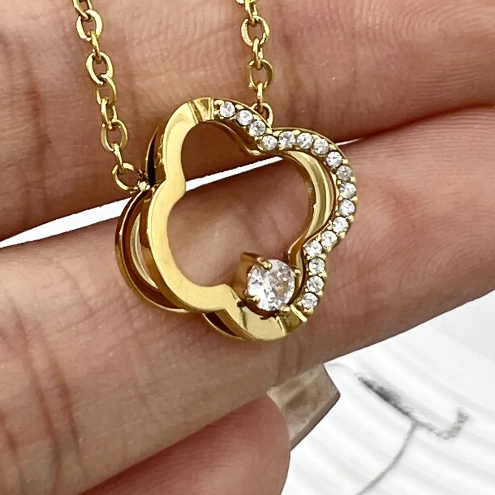 Quadrifoglio -Collana Girocollo in Acciaio - CAC-103-AA4199N