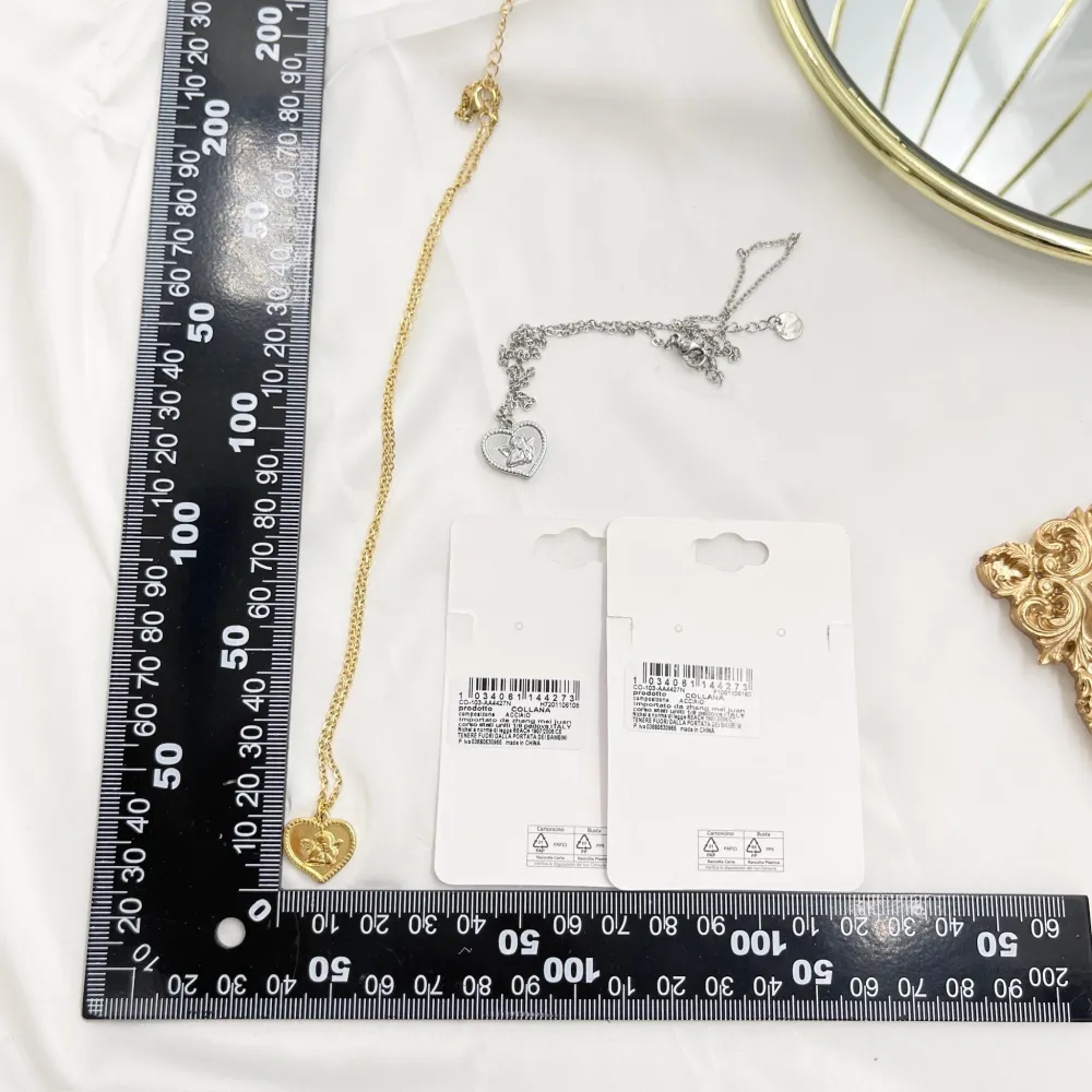 Cuore con Angelo -Collana Corta in Acciaio - CAC-103-AA4427N