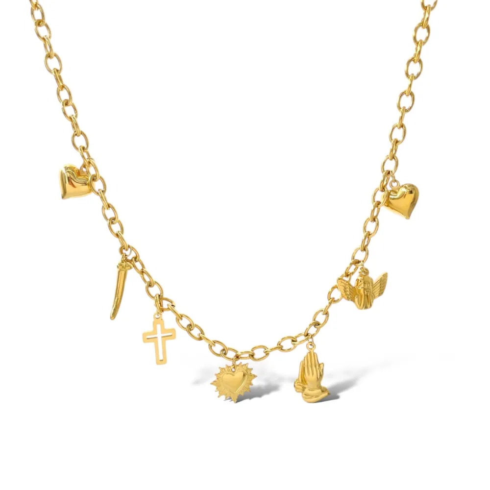 Angelo Sacro Cuore-Collana Corta in Acciaio - CAC-103-AA5147N