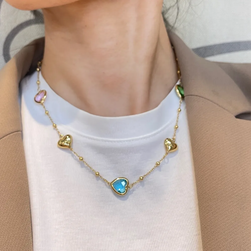 Cuore Zirconia-Collana Corta in Acciaio - CAC-103-AA5713N