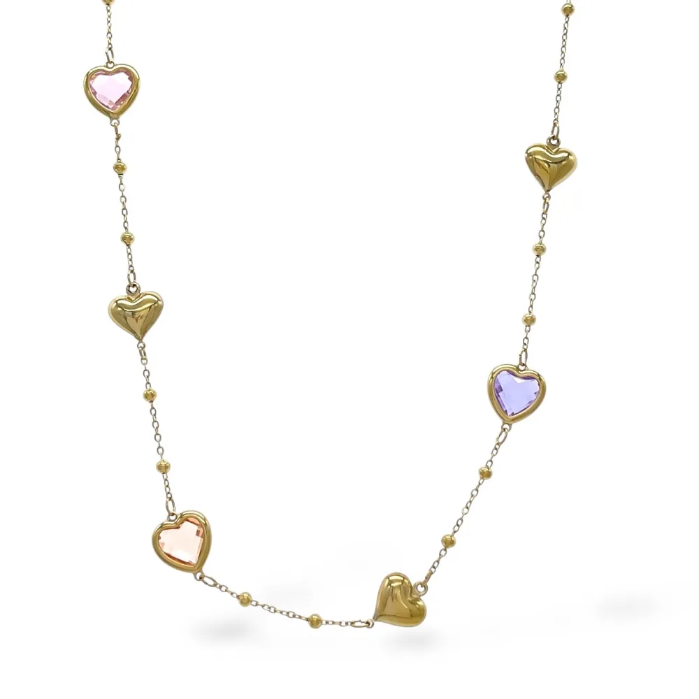 Cuore Zirconia-Collana Corta in Acciaio - CAC-103-AA5713N