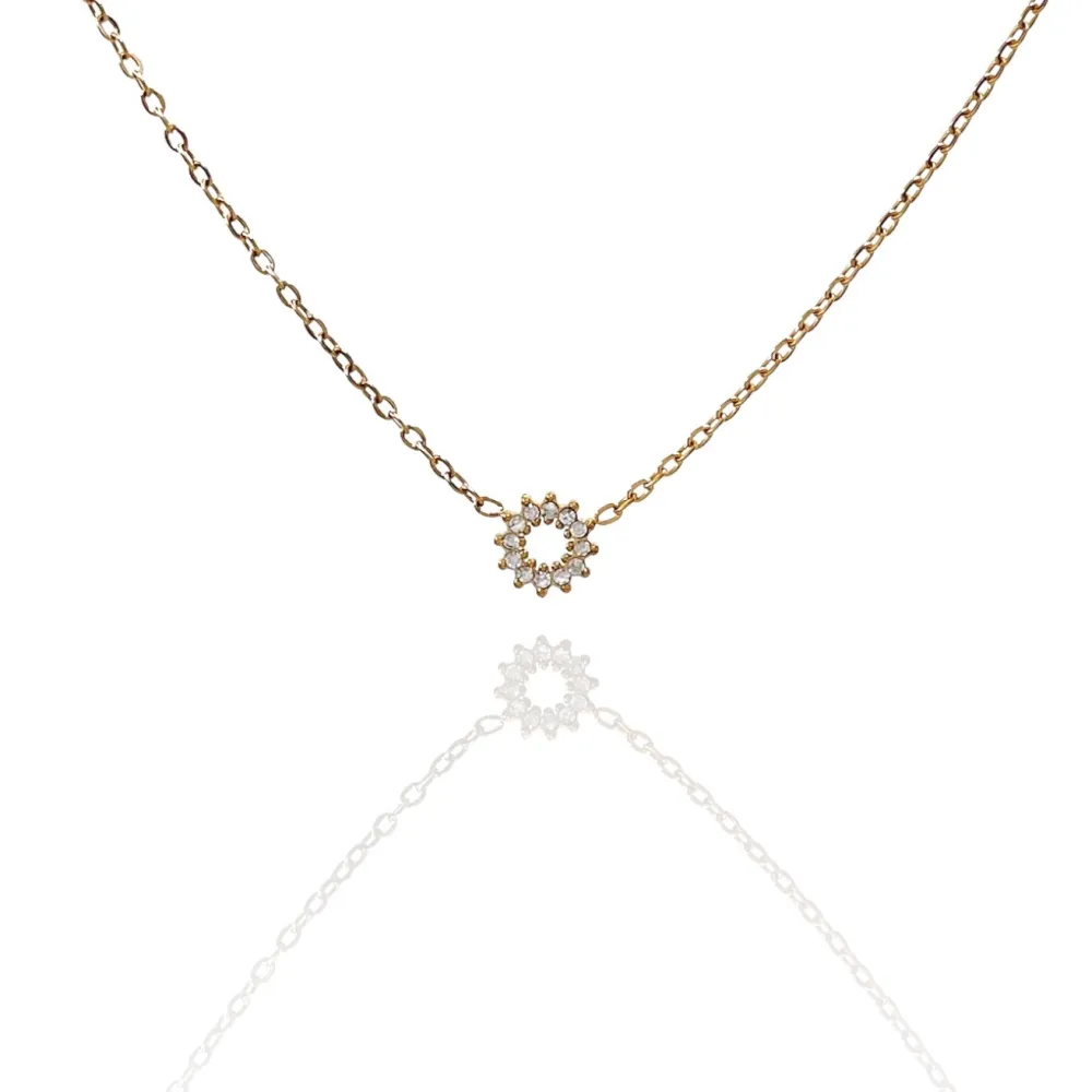 Cerchio con Zirconia-Collana Corta in Acciaio - CAC-103-AA579N