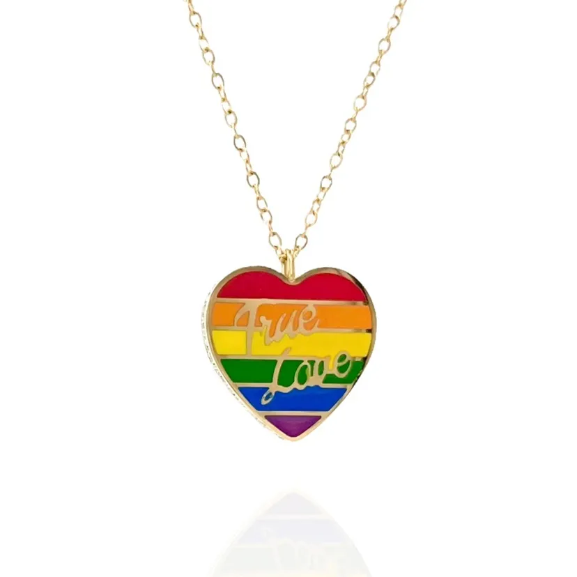 Cuore Arcobaleno True Love -Collana Corta in Acciaio - CAC-103-AA601N