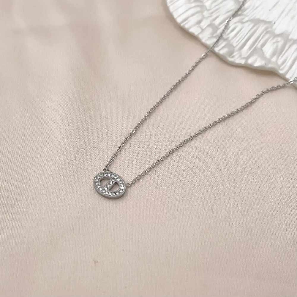 Cerchio Ovale -Collana Corta in Acciaio - CAC-103-AA755N