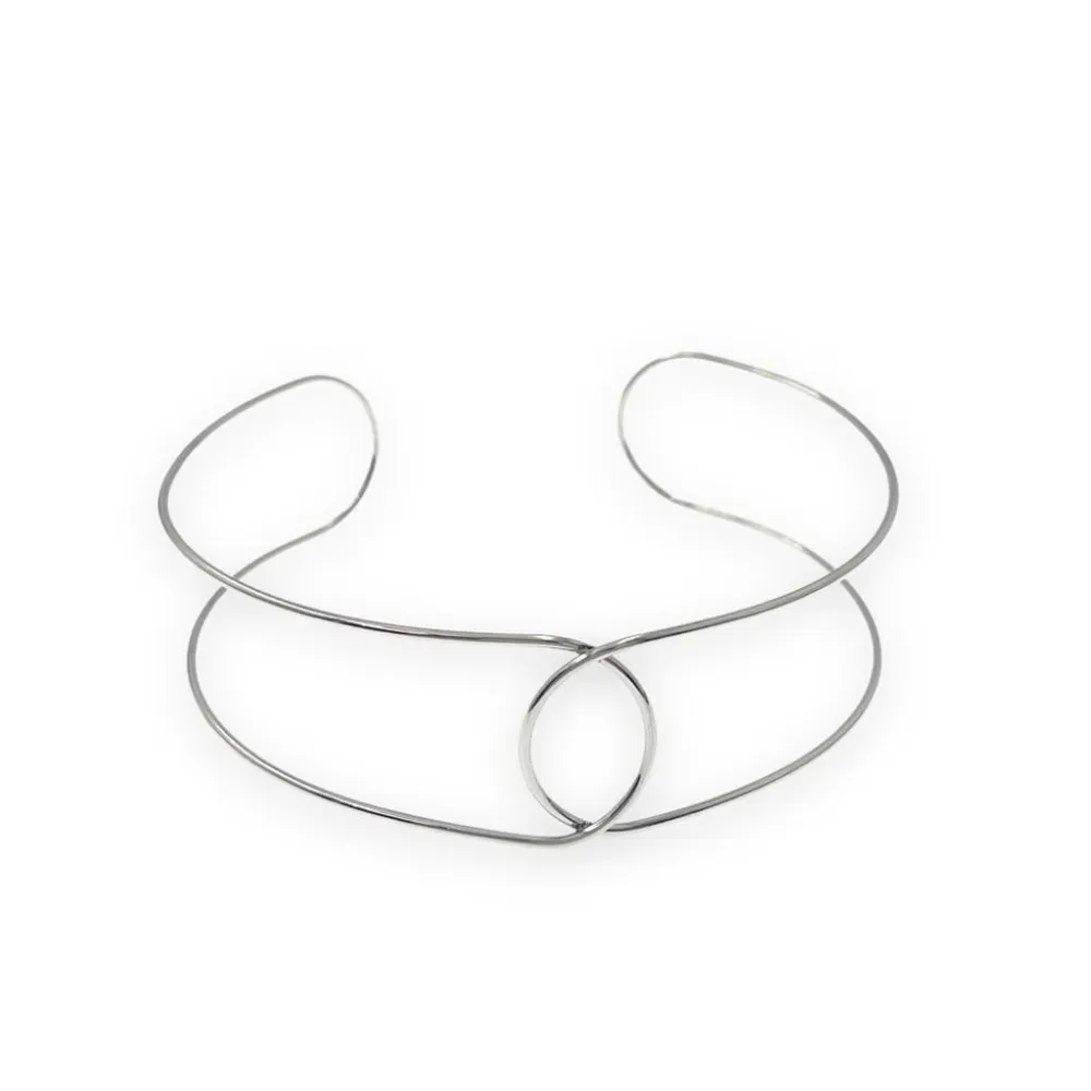 Doppio Cerchio Alto-Collana Chocker Acciaio - CAC-103-AA933Ns