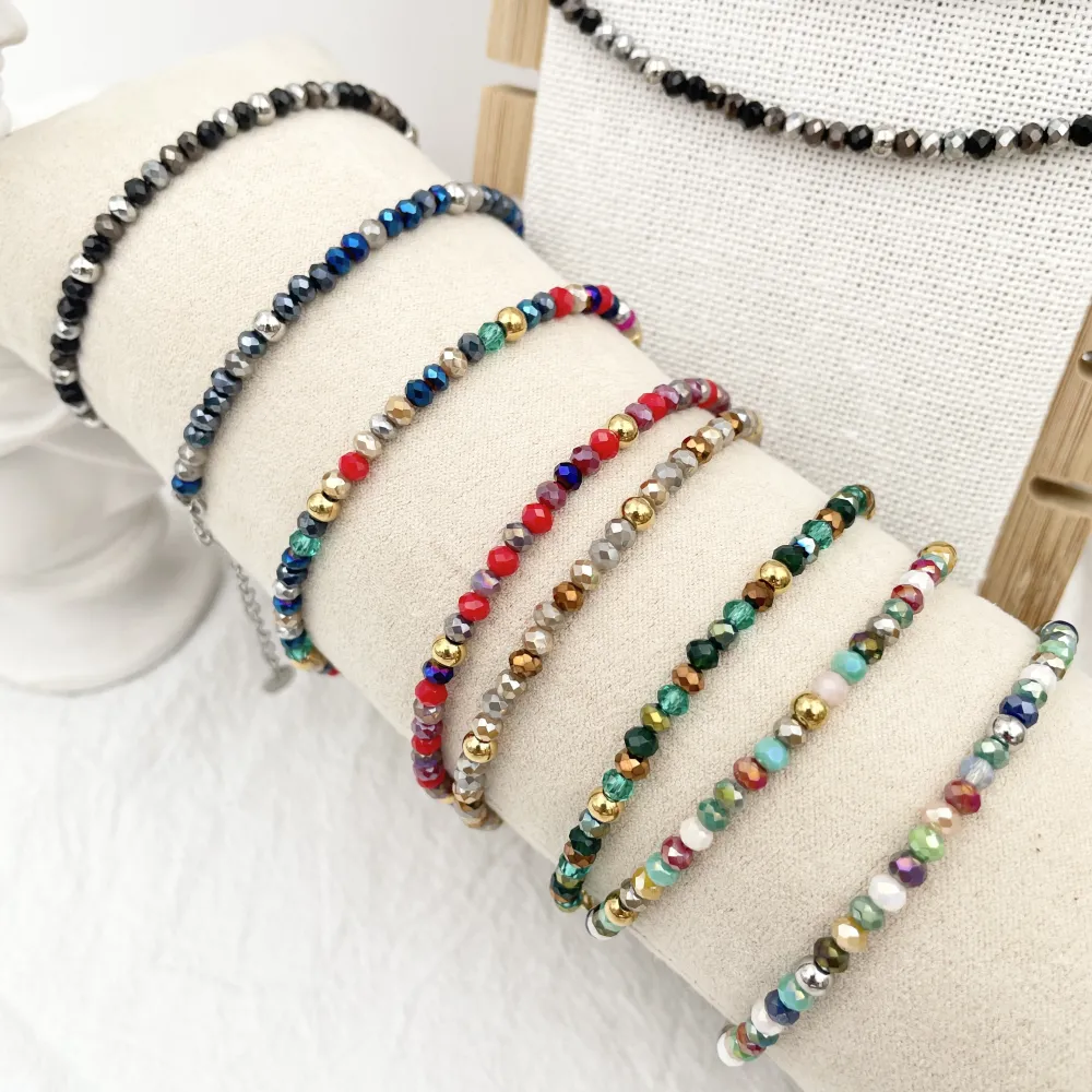 Cristalli Colorati -Collana Corta in Acciaio - CAC-176-449A