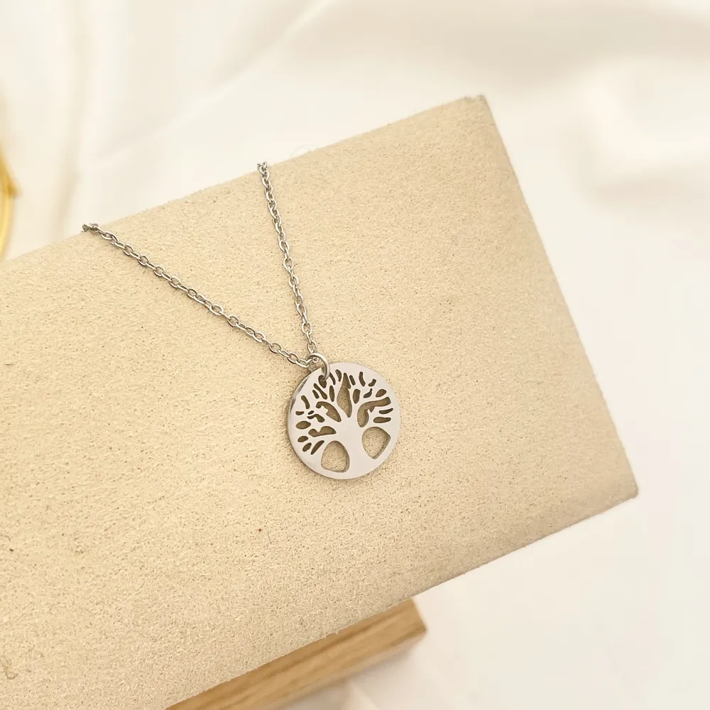 Albero della Vita-Collana Corta in Acciaio - CAC-413-025S