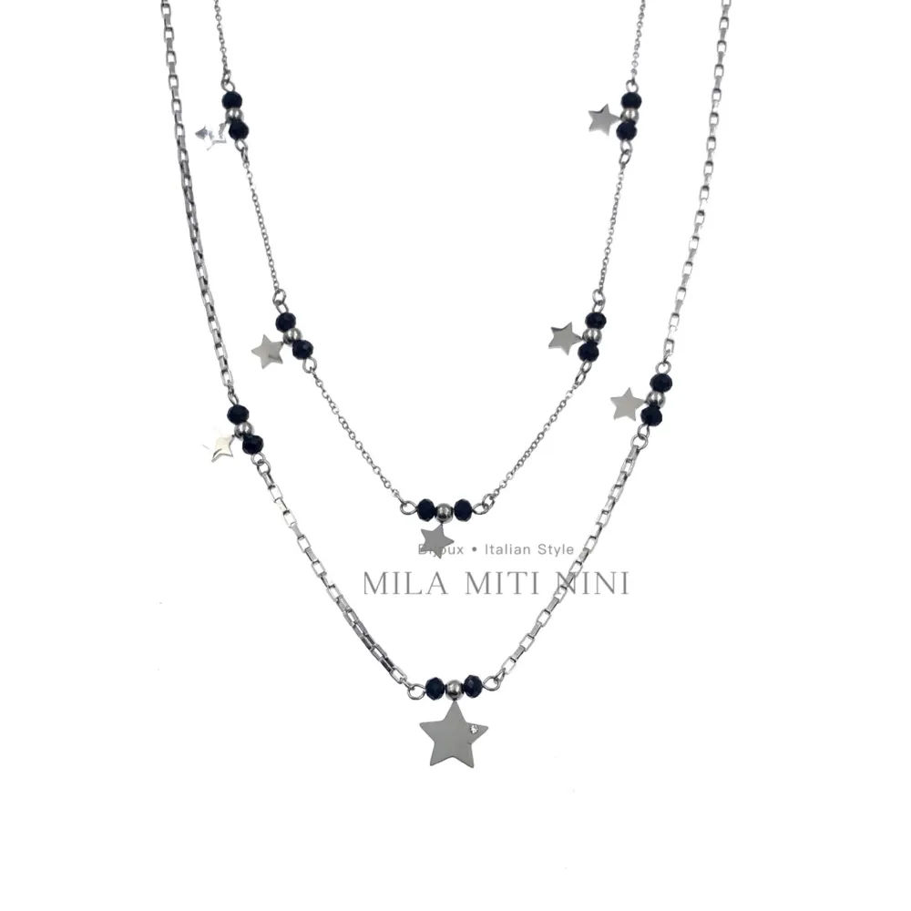 Doppio con Stella-Collana Corta in Acciaio - CAC413-1285