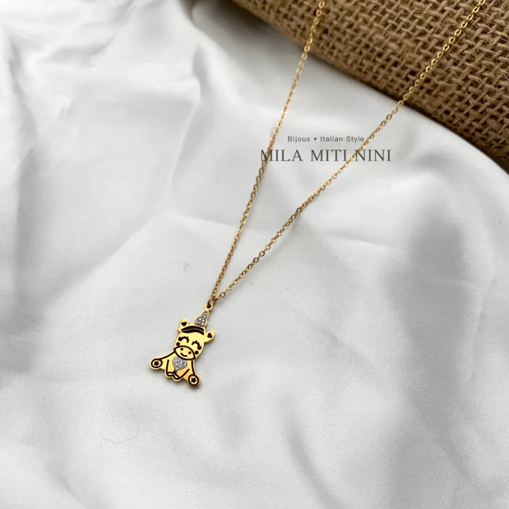 Unicrono Smaltato con Strass-Collana Corta in Acciaio - CAC-413-1618