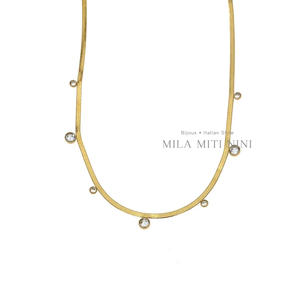 Catena Serpente con P.luce -Collana Corta in Acciaio - CAC413-1819