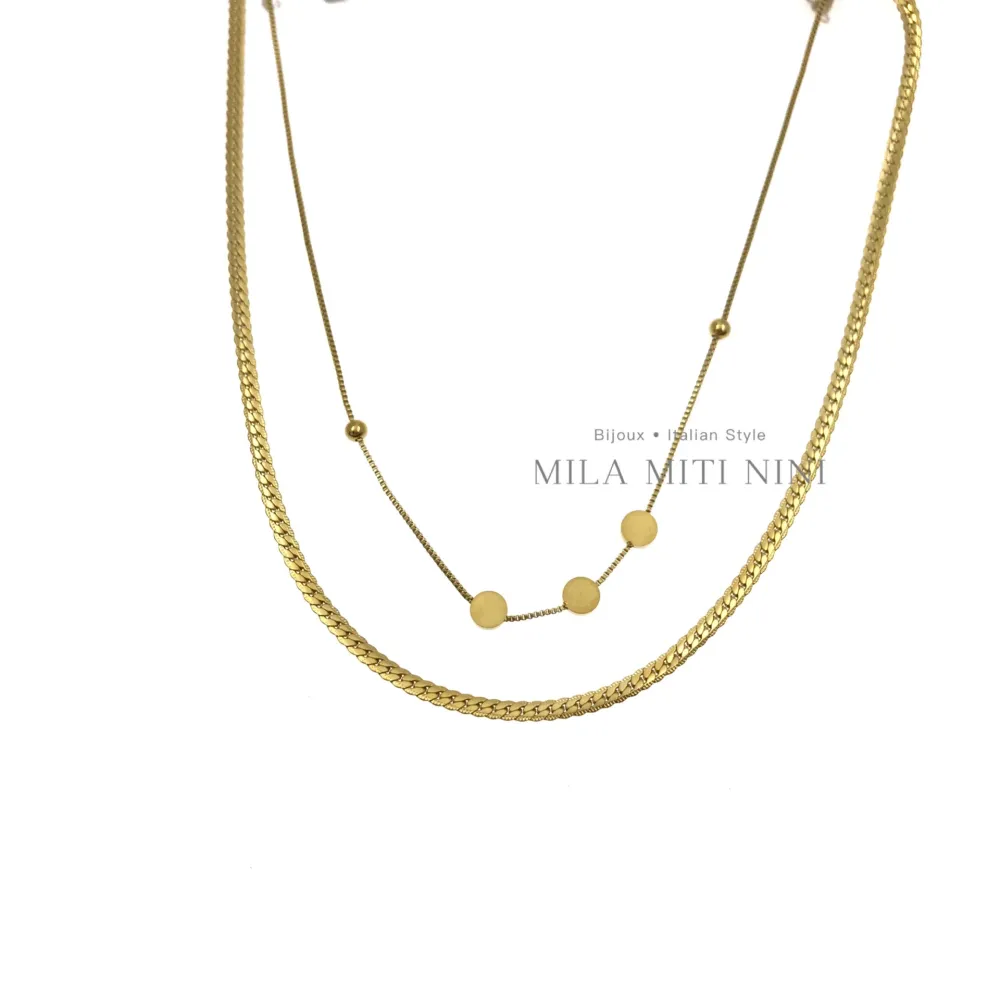 Doppio con Tondo-Collana Corta in Acciaio - CAC413-1838