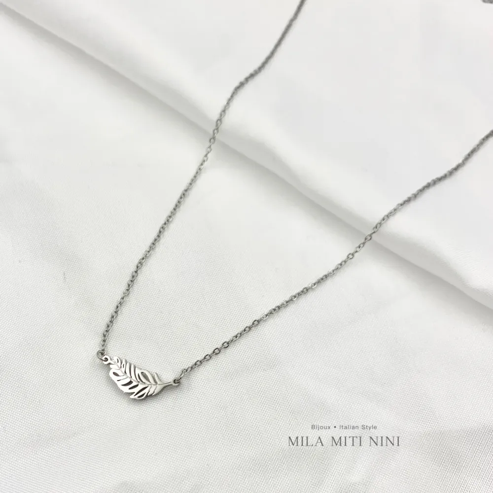 Piuma-Collana Corta in Acciaio - CAC-413-1880