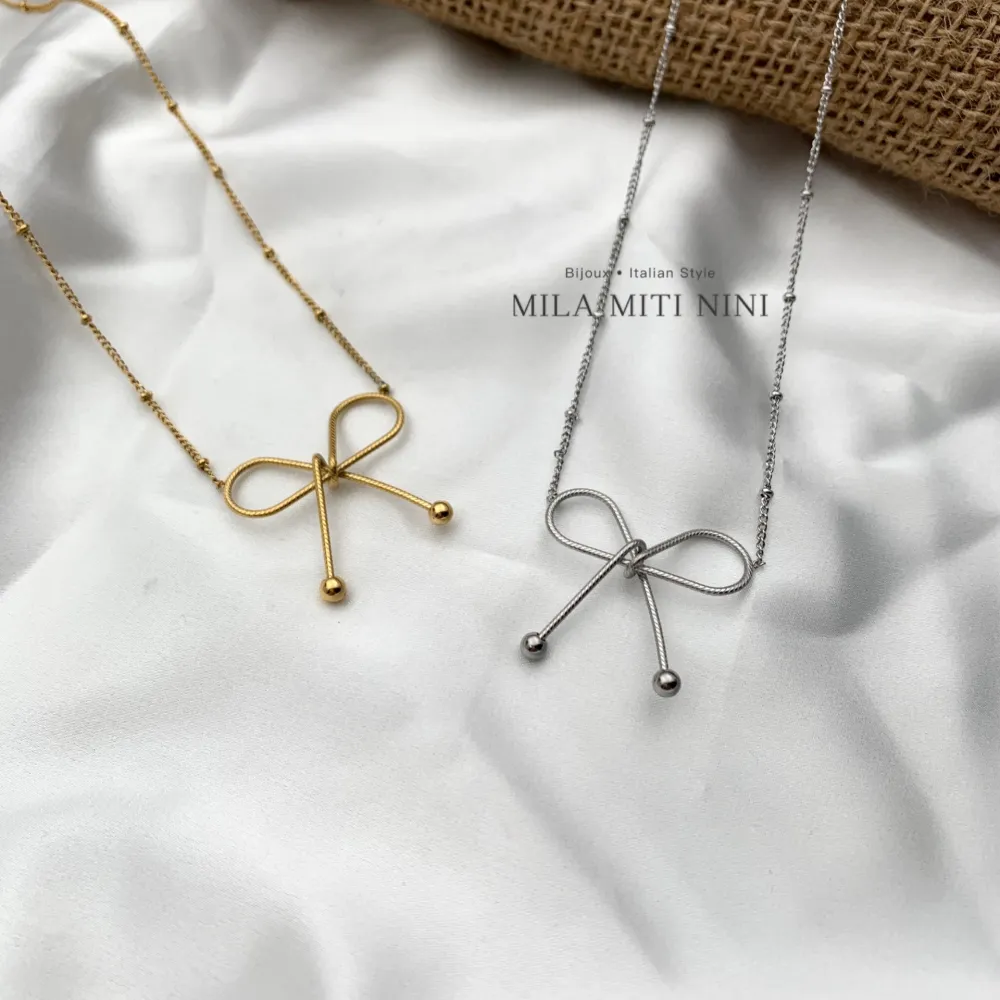 Fiocco-Collana Corta in Acciaio - CAC-413-1883