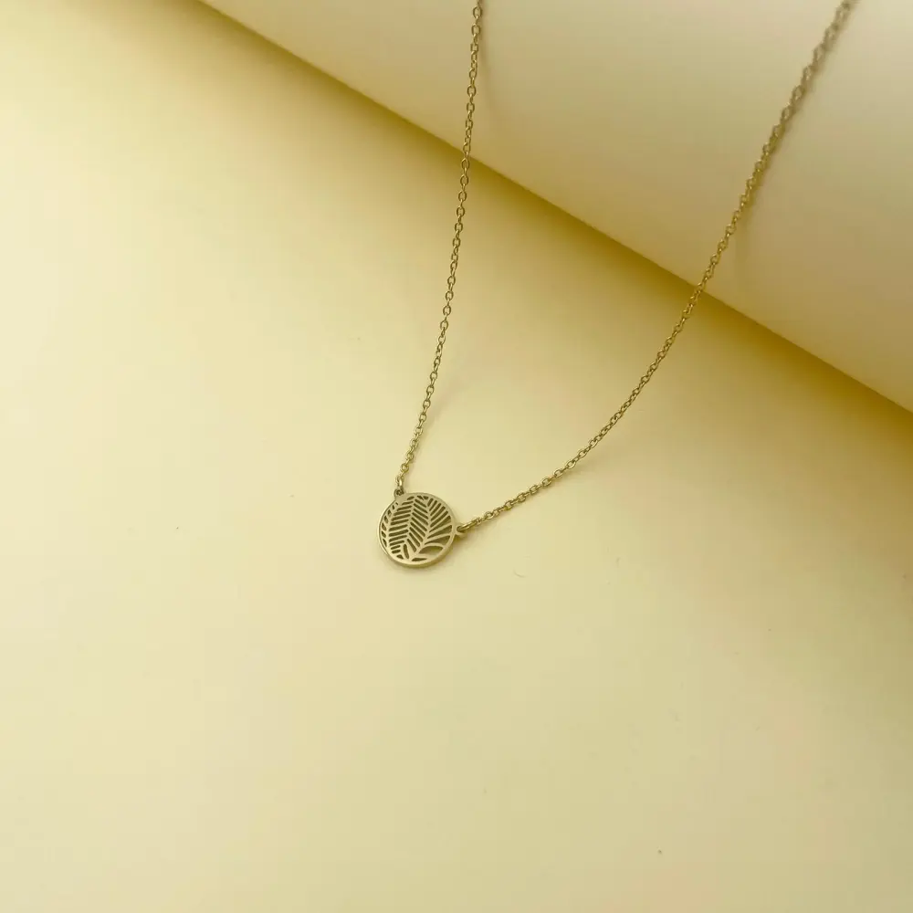 Foglia-Collana Corta in Acciaio - CAC-413-1884