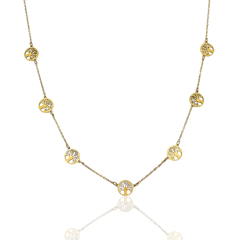 Albero della Vita-Collana Corta in Acciaio - CAC-413-1901