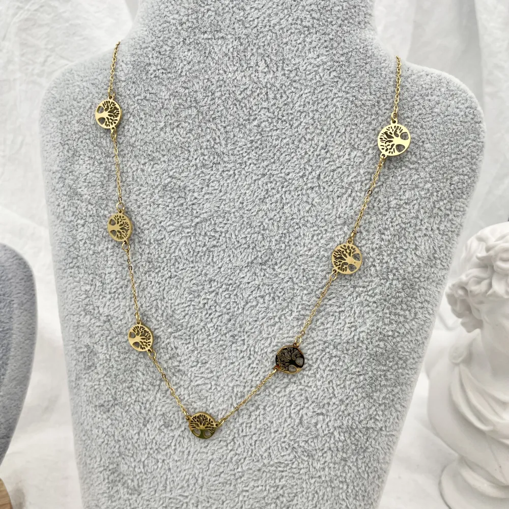 Albero della Vita-Collana Corta in Acciaio - CAC-413-1901