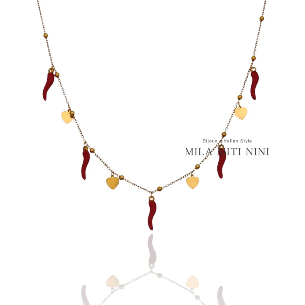 Cuore Cornino-Collana Corta in Acciaio - CAC-413-1924