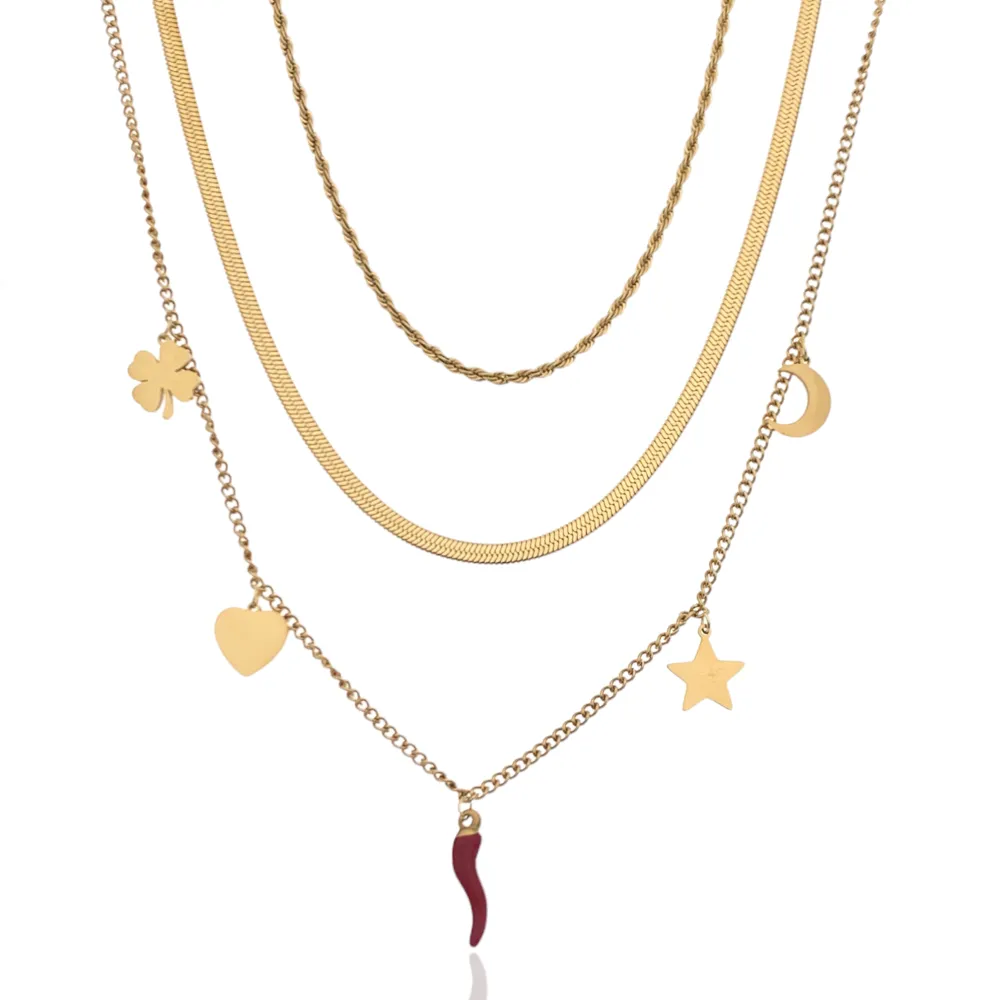 Multifilo Serpente Cornino-Collana Corta in Acciaio - CAC-413-1952