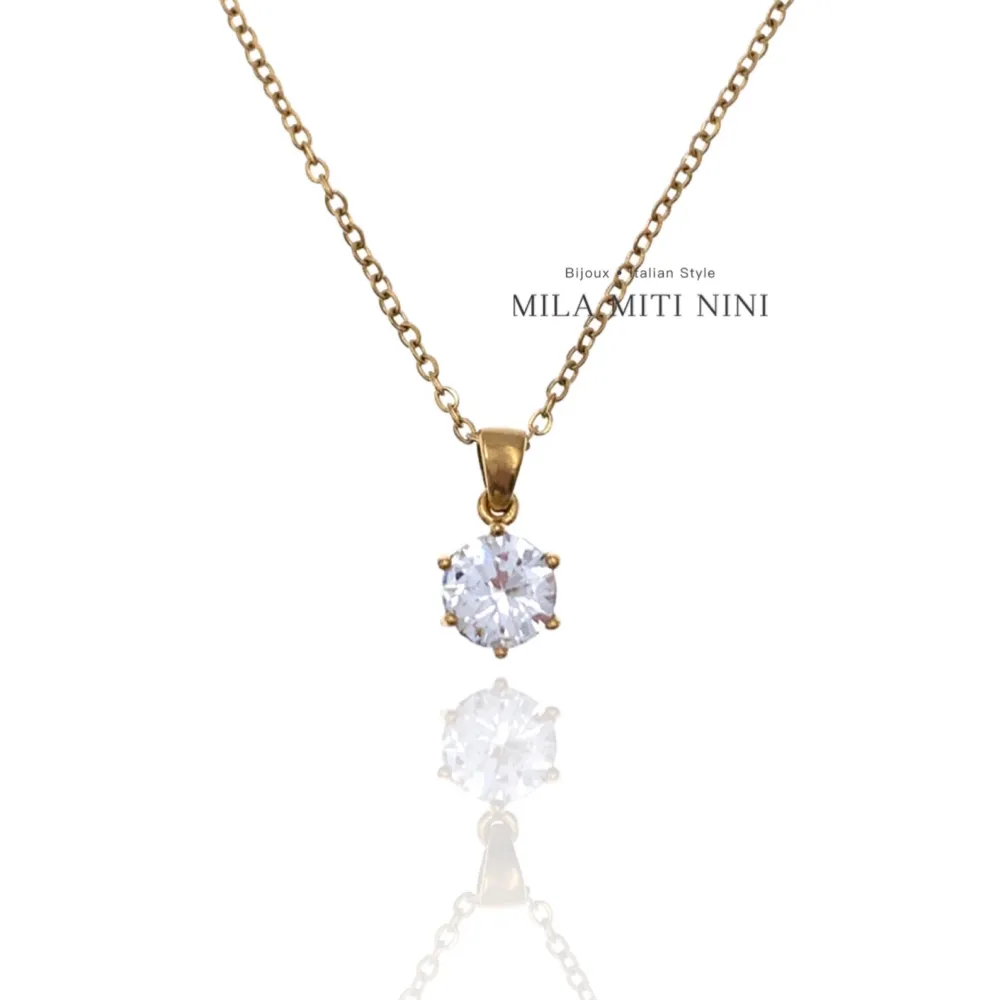 Punto Luce 8mm a 6 Griffe-Collana Corta in Acciaio - CAC-413-2015