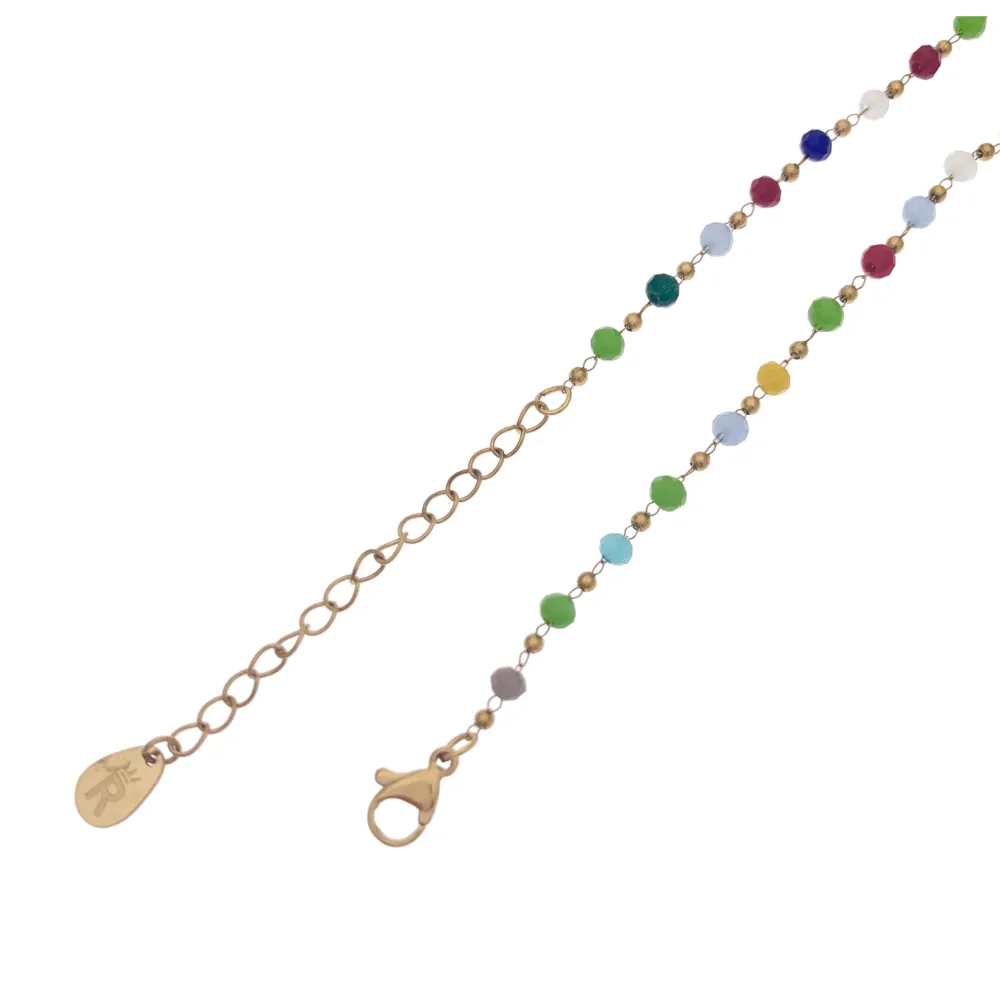 Teiera-Collana Corta in Acciaio e Cristalli - CAC-413-2083