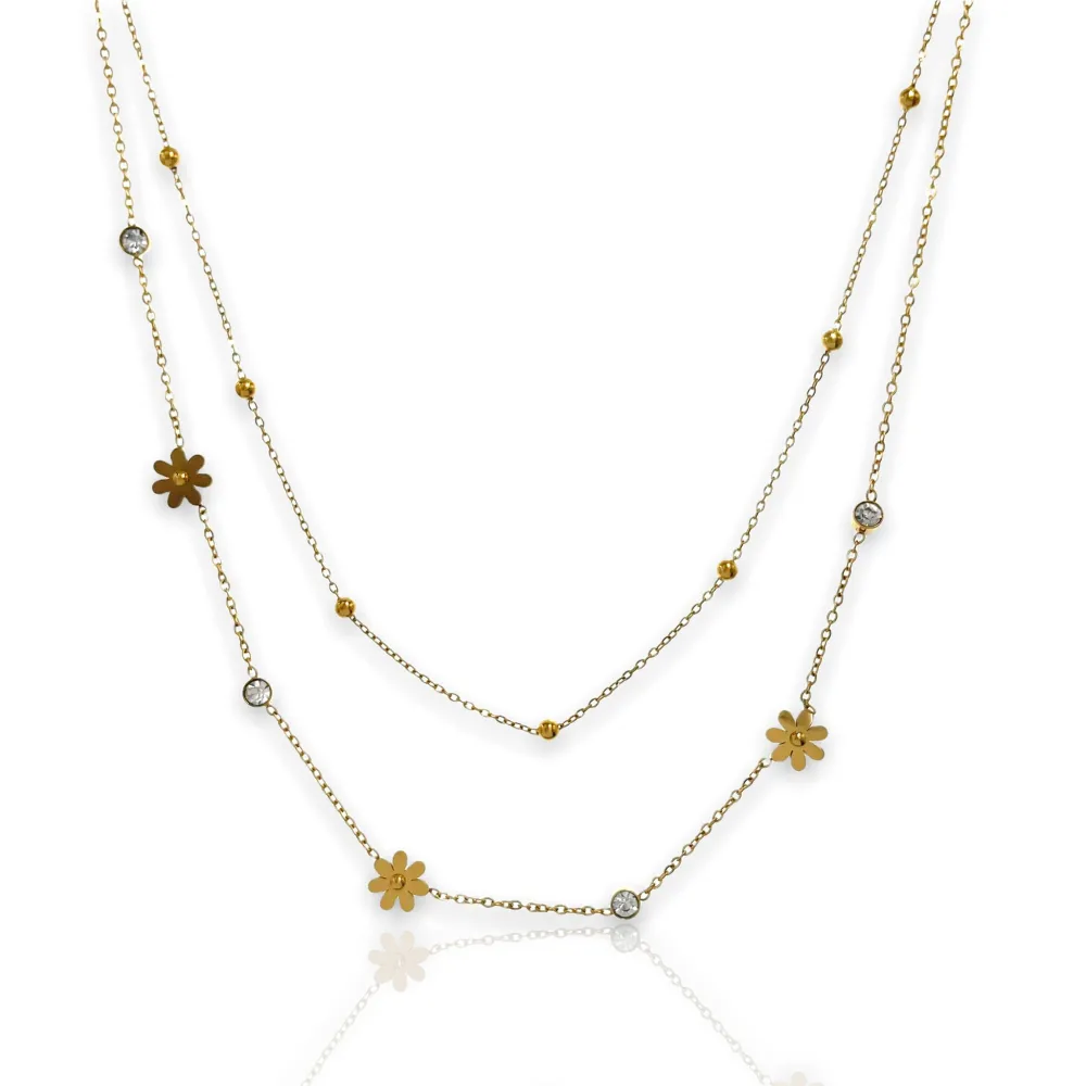 Doppio con Margherita-Collana Corta in Acciaio - CAC-413-2098AA