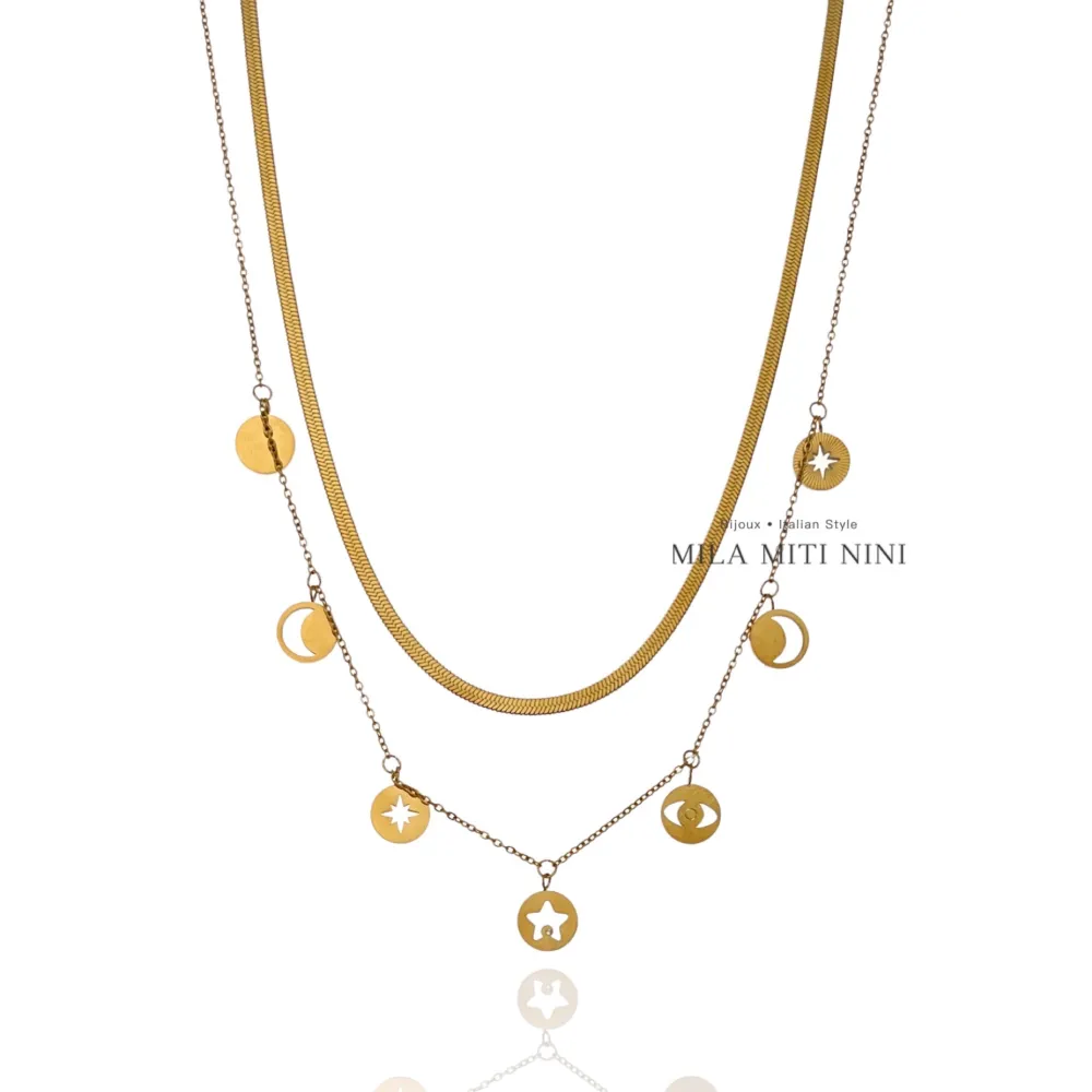 Multifilo Tondo Stella-Collana Corta in Acciaio - CAC-413-2104