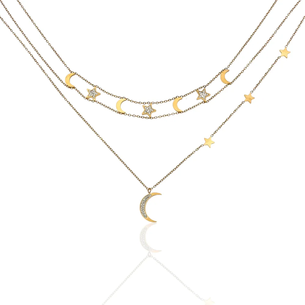 Luna e Stella -Collana Corta in Acciaio - CAC-413-2112