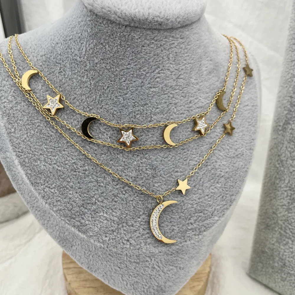 Luna e Stella -Collana Corta in Acciaio - CAC-413-2112