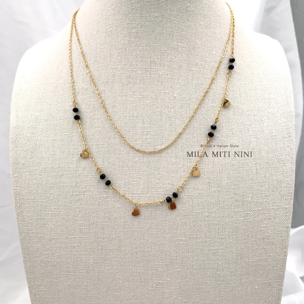 Doppio con Cuore -Collana Corta in Acciaio - CAC-413-2124