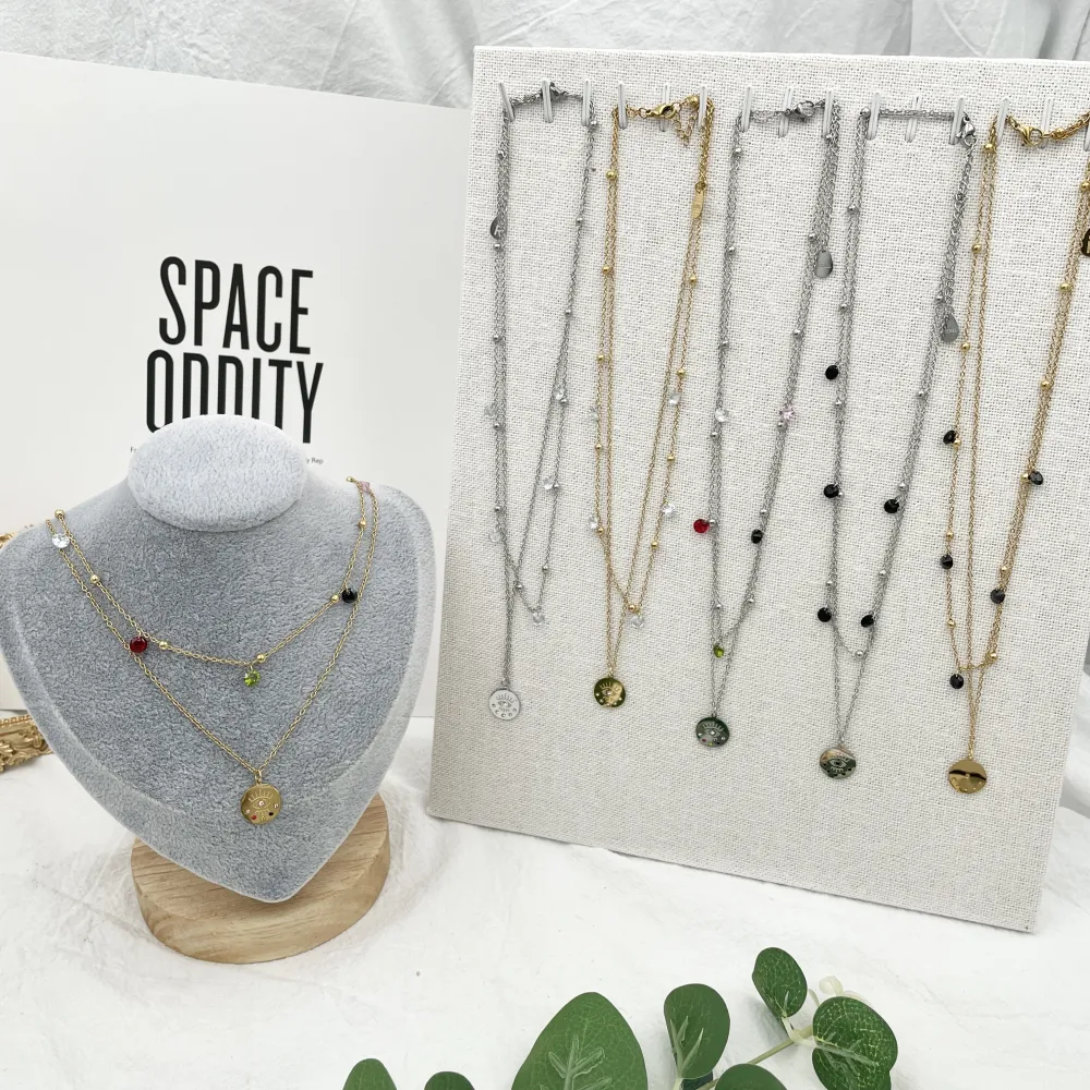 Doppio con Occhio-Collana Corta in Acciaio - CAC-413-2155