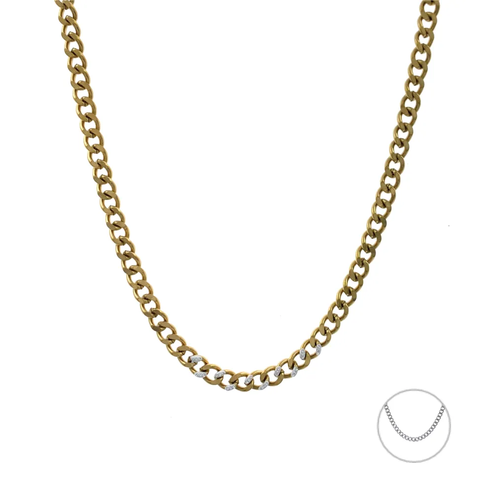 CAC7580-Catena con Strass -Collana Corta in Acciaio - CAC-413-2183