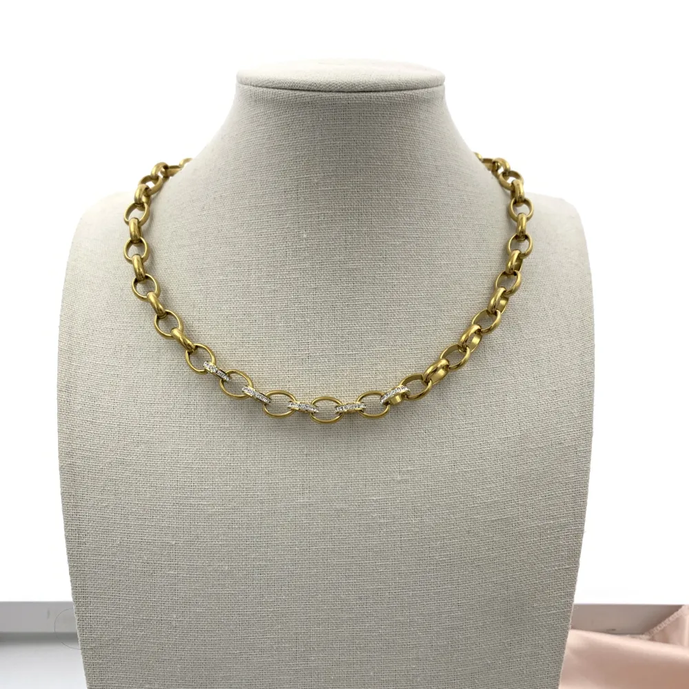 CAC7307-Catena con Strass- Collana Corta in Acciaio - CAC-413-2188