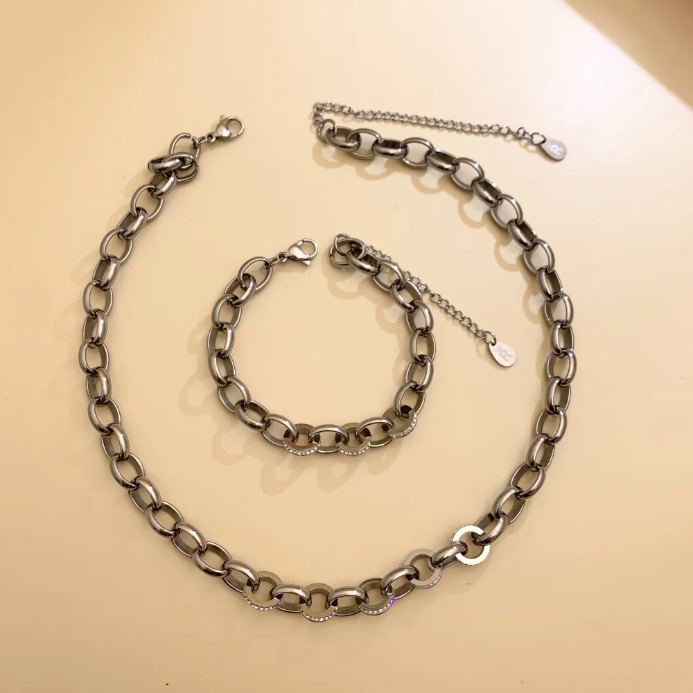 CAC7307-Catena con Strass- Collana Corta in Acciaio - CAC-413-2188